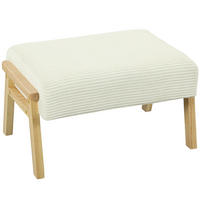 SITZHOCKER Hocker mit weichem Sitzkissen Holzbeinen Fußhocker mit Cordoptik - Creme/Naturfarben, Holz/Textil (46/40/70cm) - HOMCOM