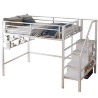 HOCHBETT 140/200 cm Weiß aus Metall mit Stauraumleiter - Weiß, Metall (140/200cm) - OKMYHOME