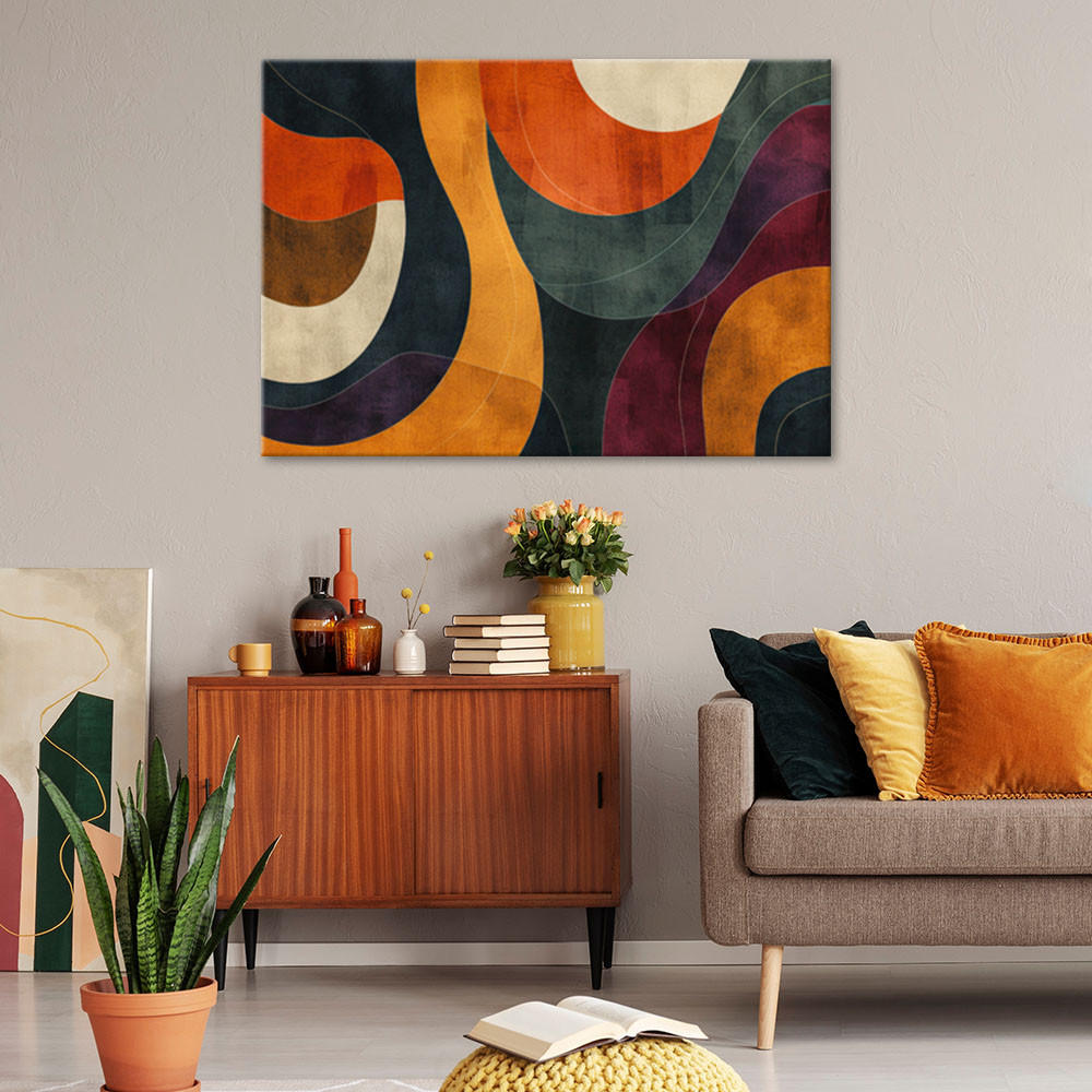 LEINWANDBILD Retro-Stil Abstraktion 100x70cm - Multicolor, Textil (100/70cm) - Feeby
