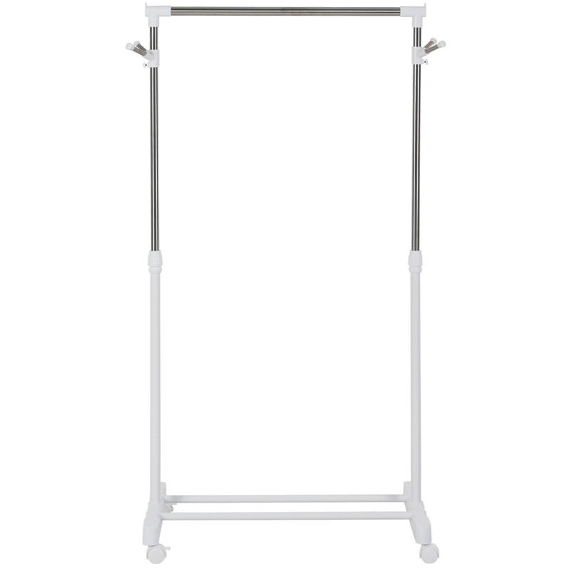 KLEIDERSTÄNDER 68,5/87-145/42 cm Weiß aus Edelstahl mit Rollen - Weiß, Metall (42/145/68.5cm) - OKMYHOME