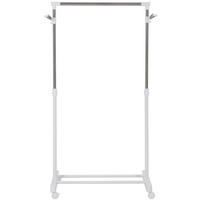 KLEIDERSTÄNDER 68,5/87-145/42 cm Weiß aus Edelstahl mit Rollen - Weiß, Metall (42/145/68.5cm) - OKMYHOME