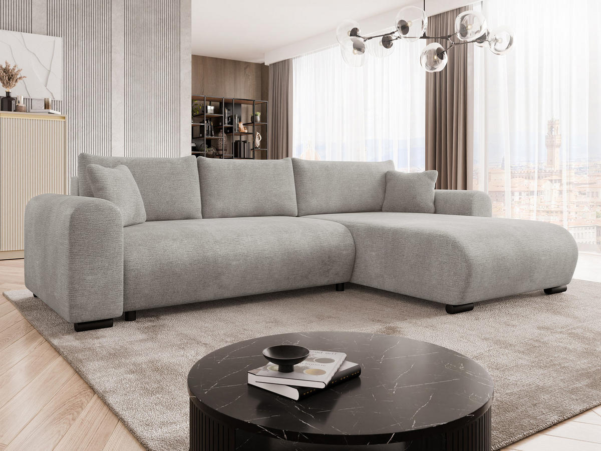 ECKSOFA Merkos - Hellgrau/Schwarz, Holz/Textil (285/188cm) - MIRJAN24