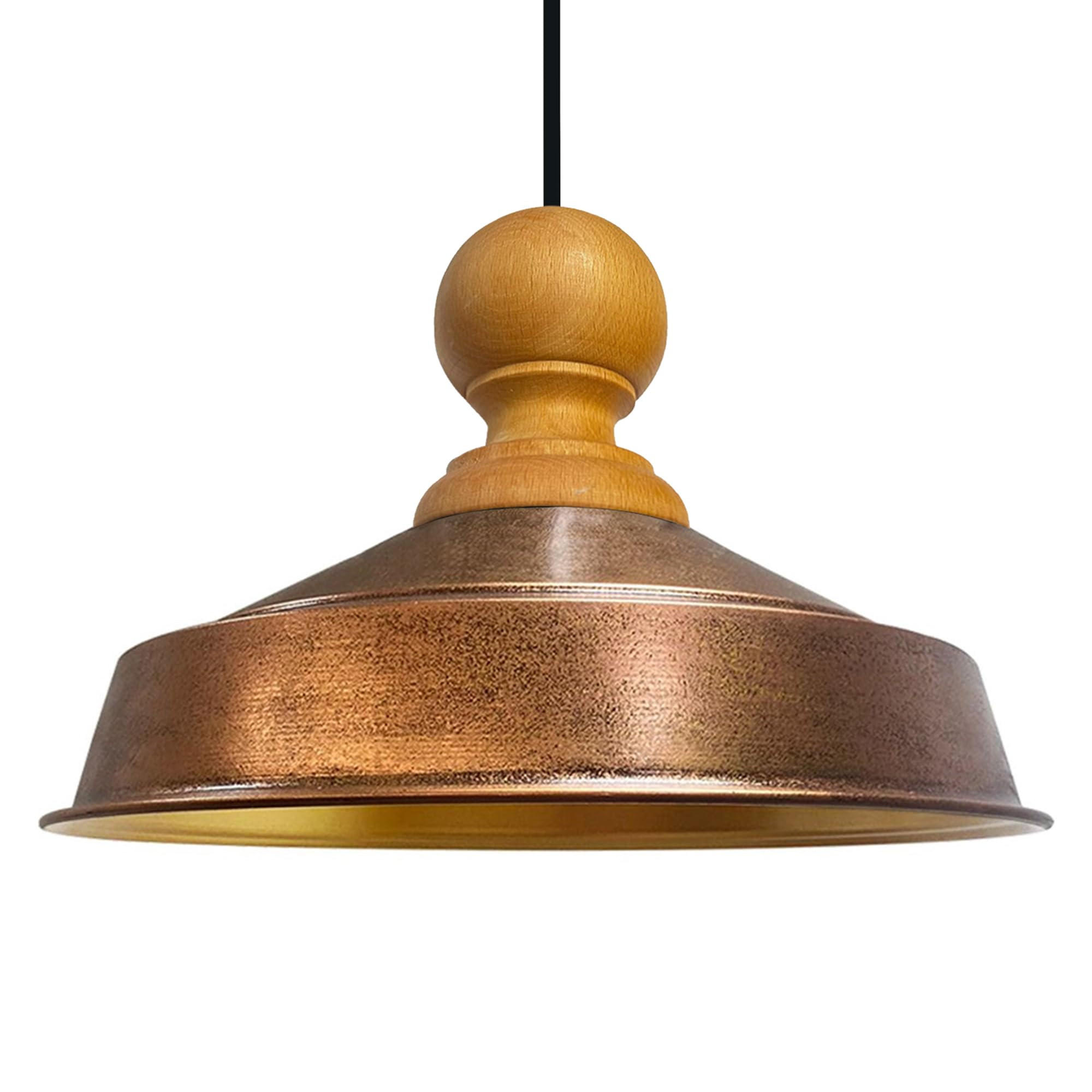 DECKENPENDELLEUCHTE Holz Asletl - Kupferfarben, Holz/Metall (24/40/148cm) - Bamyum