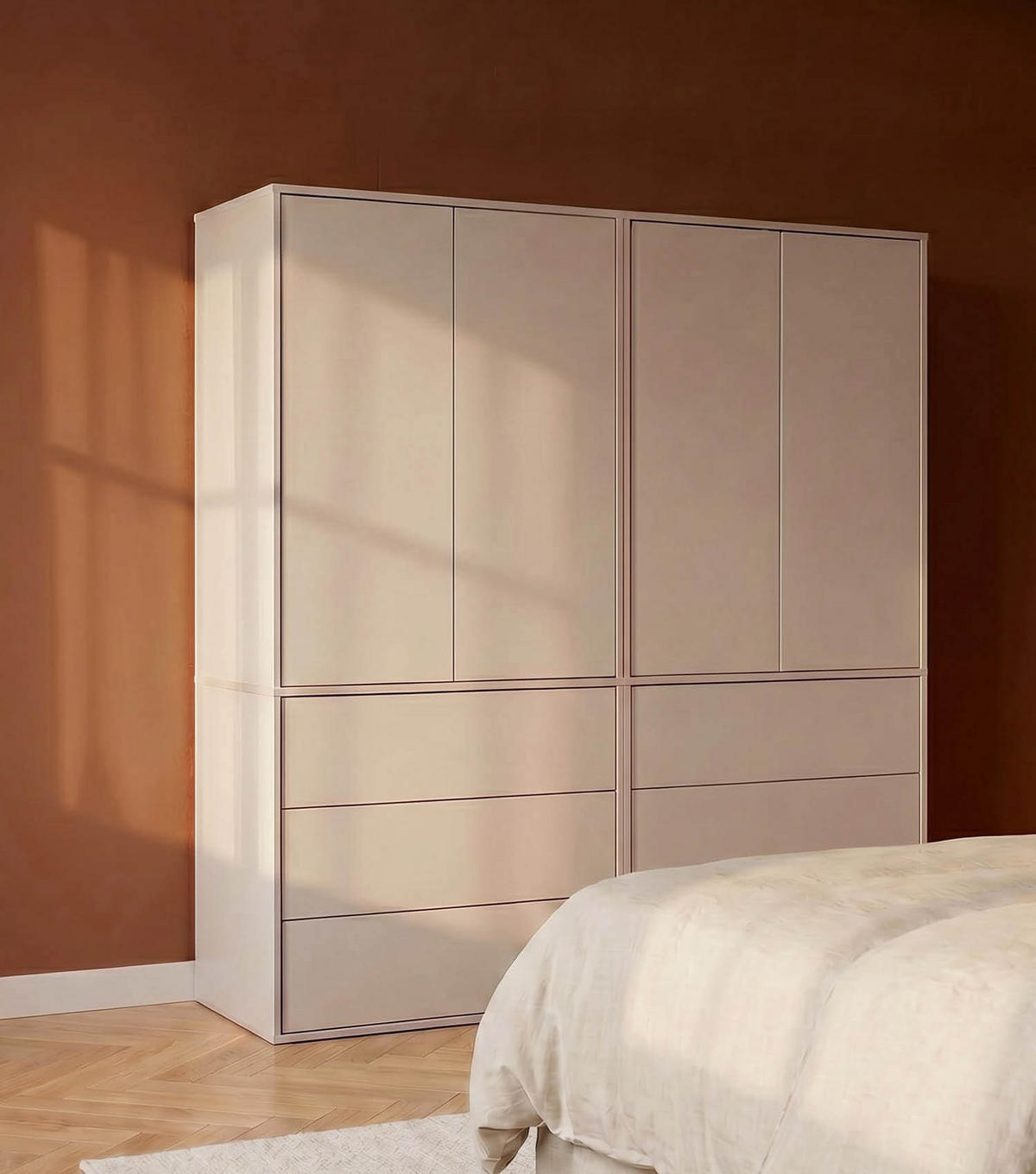 KLEIDERSCHRANK Der Robe - Beige, Holzwerkstoff (180/197/58cm) - Mokebo