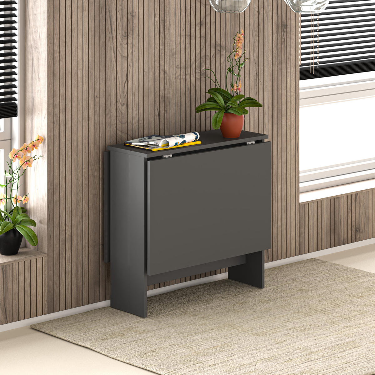 KLAPPTISCH Artemio Anthrazit 130/76/73,4 cm - Anthrazit, Holzwerkstoff (76/130/73.4cm) - Decortie