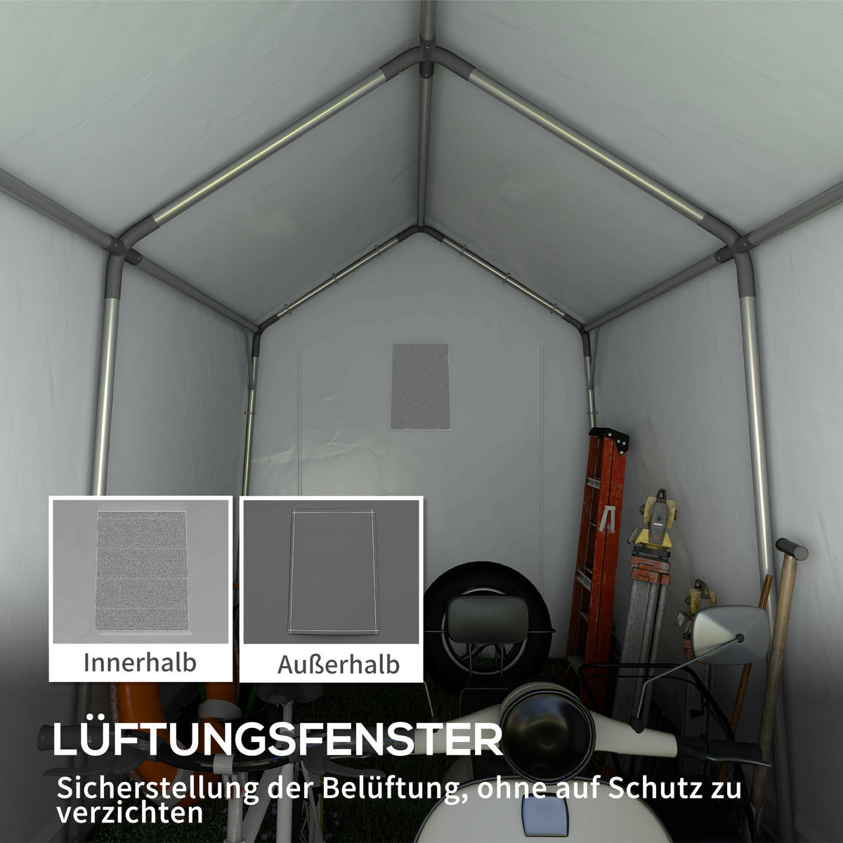 GARTENZELT DE-08170 wetterfest, UV-beständig, Dunkelgrau - Dunkelgrau, Metall (360/235/210cm) - ComfortXL