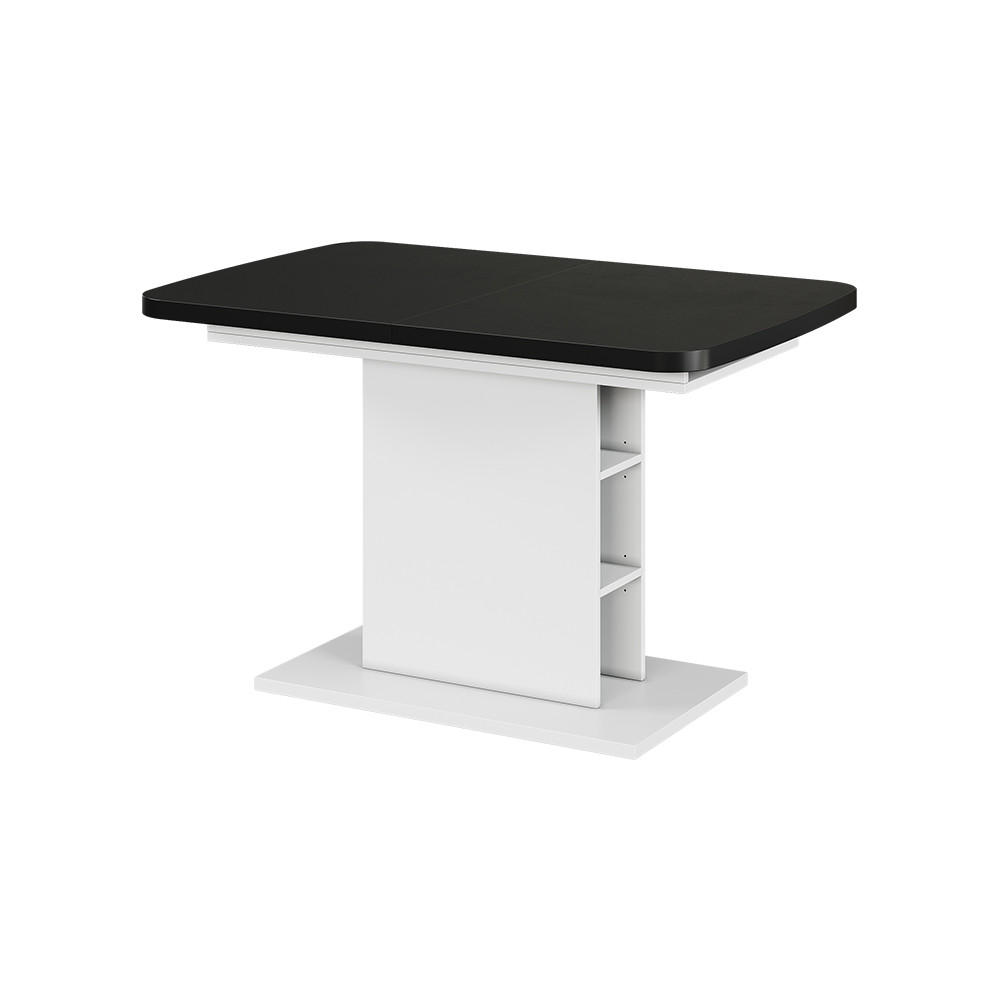 ESSTISCH Fenaro Schwarz/Weiß 120 x 80 cm mit offenen Fächern - Schwarz/Weiß, Holzwerkstoff (80/120/77.3cm) - Vicco