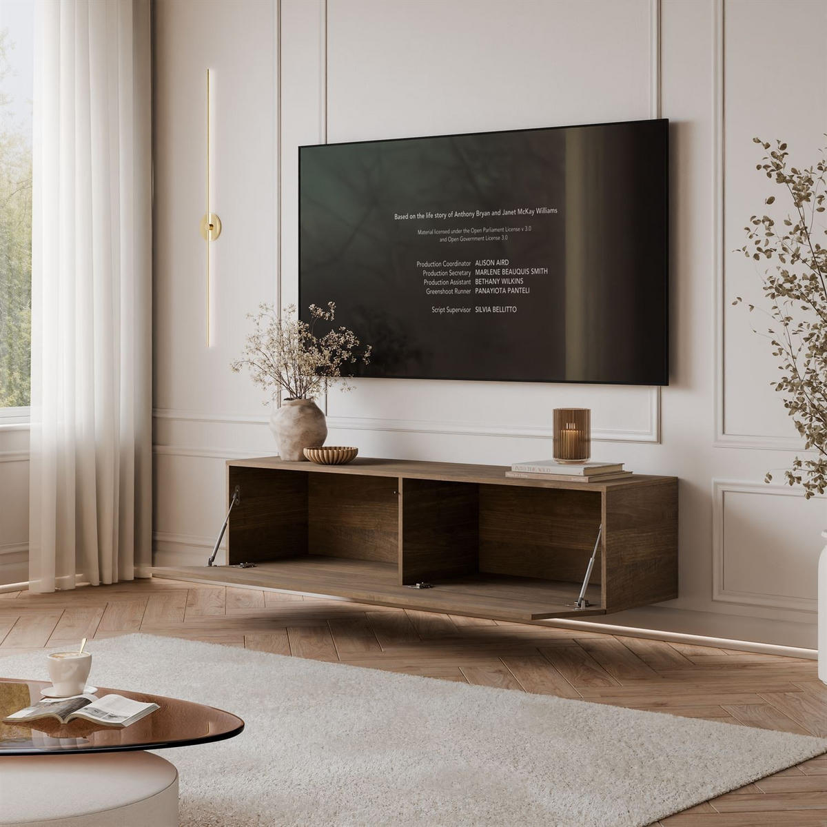 HÄNGENDER TV-Unit COLGANTE NUSSBAUM 150 cm LED - Nussbaumfarben, Holzwerkstoff (150/36/40cm) - Lookway