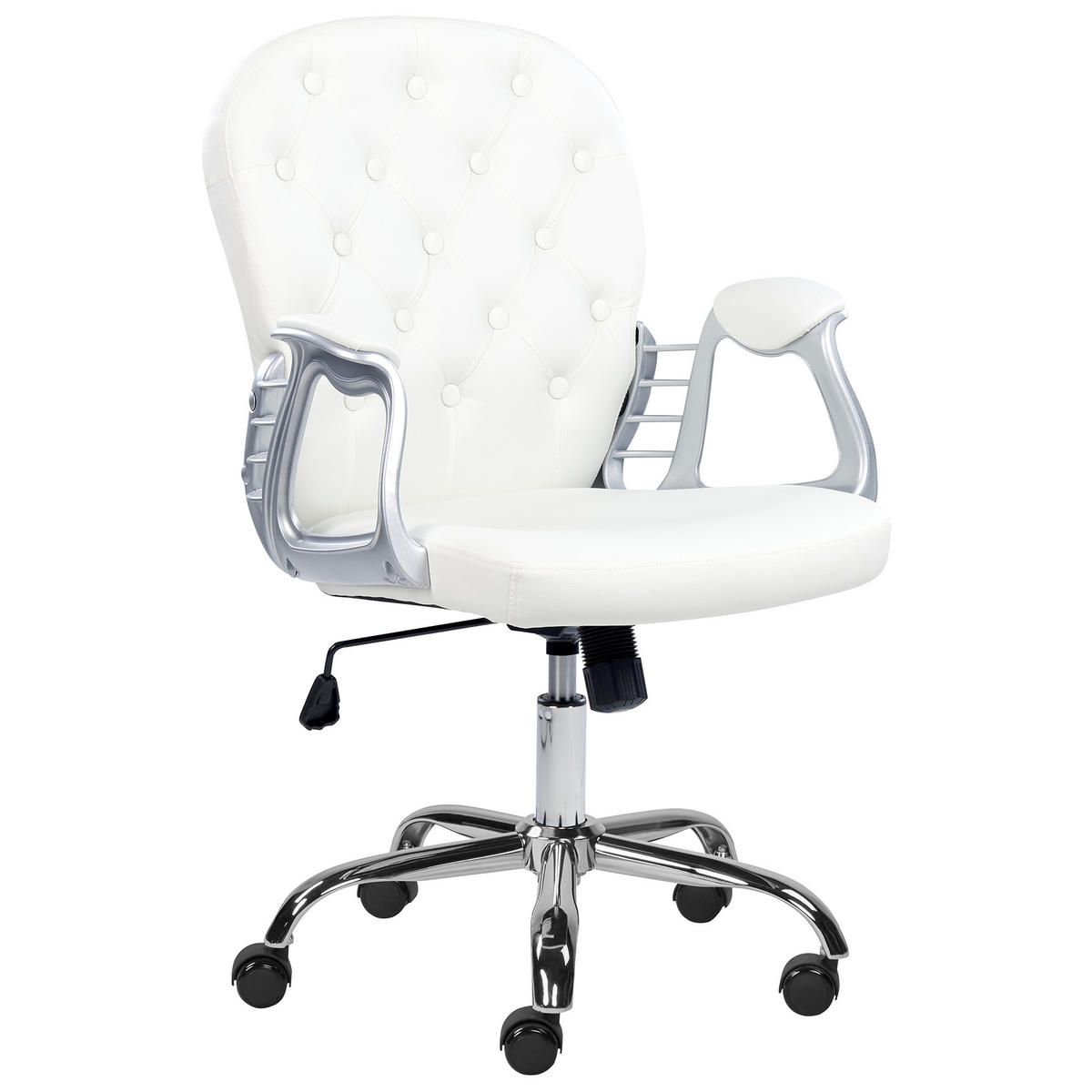 BÜROSTUHL Kunstleder Weiß Princess - Weiß, Textil/Metall (60/98/60cm) - Beliani