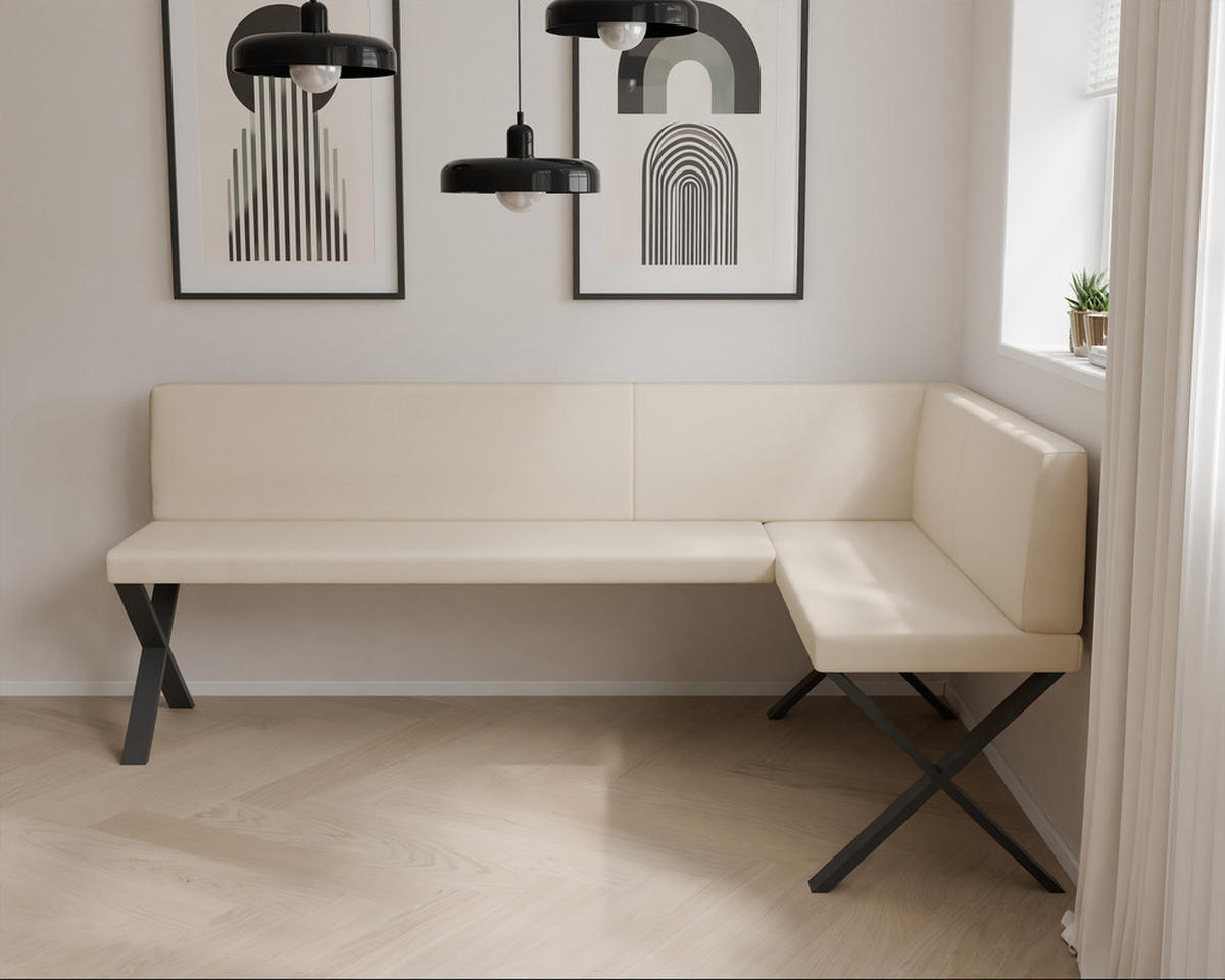 ECKBANK rechts VERO X Kunstleder glatt, 128/168 cm Beige - Beige, Kunststoff/Textil (128/168cm) - Idohome