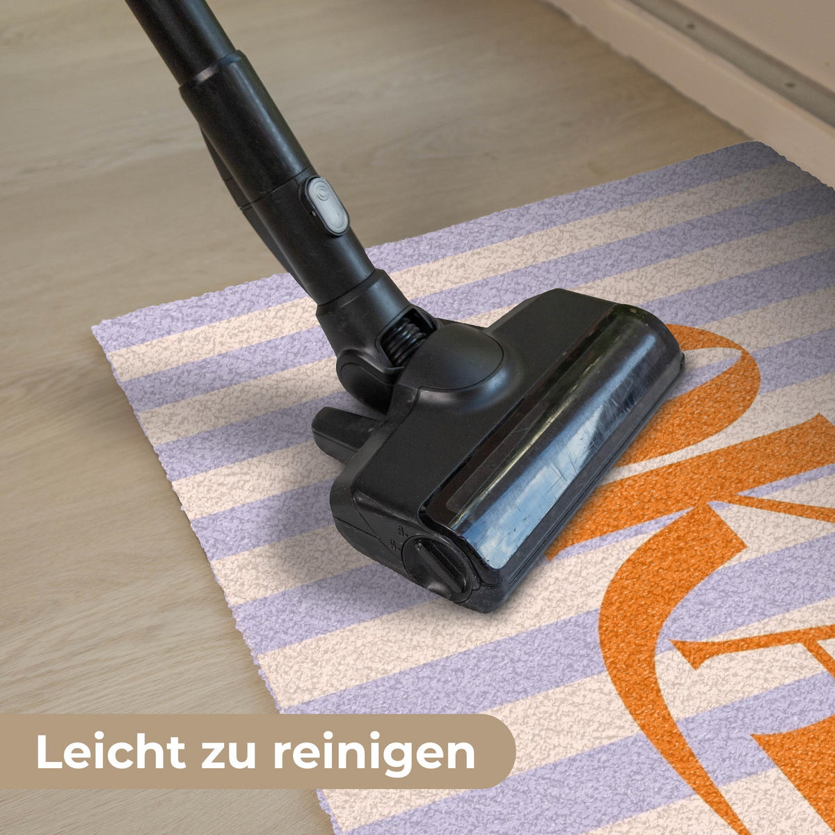 FUSSMATTE Lila – Orange – Streifen – Okay 90x60 cm - Flieder, Kunststoff (90/0.4cm) - MuchoWow