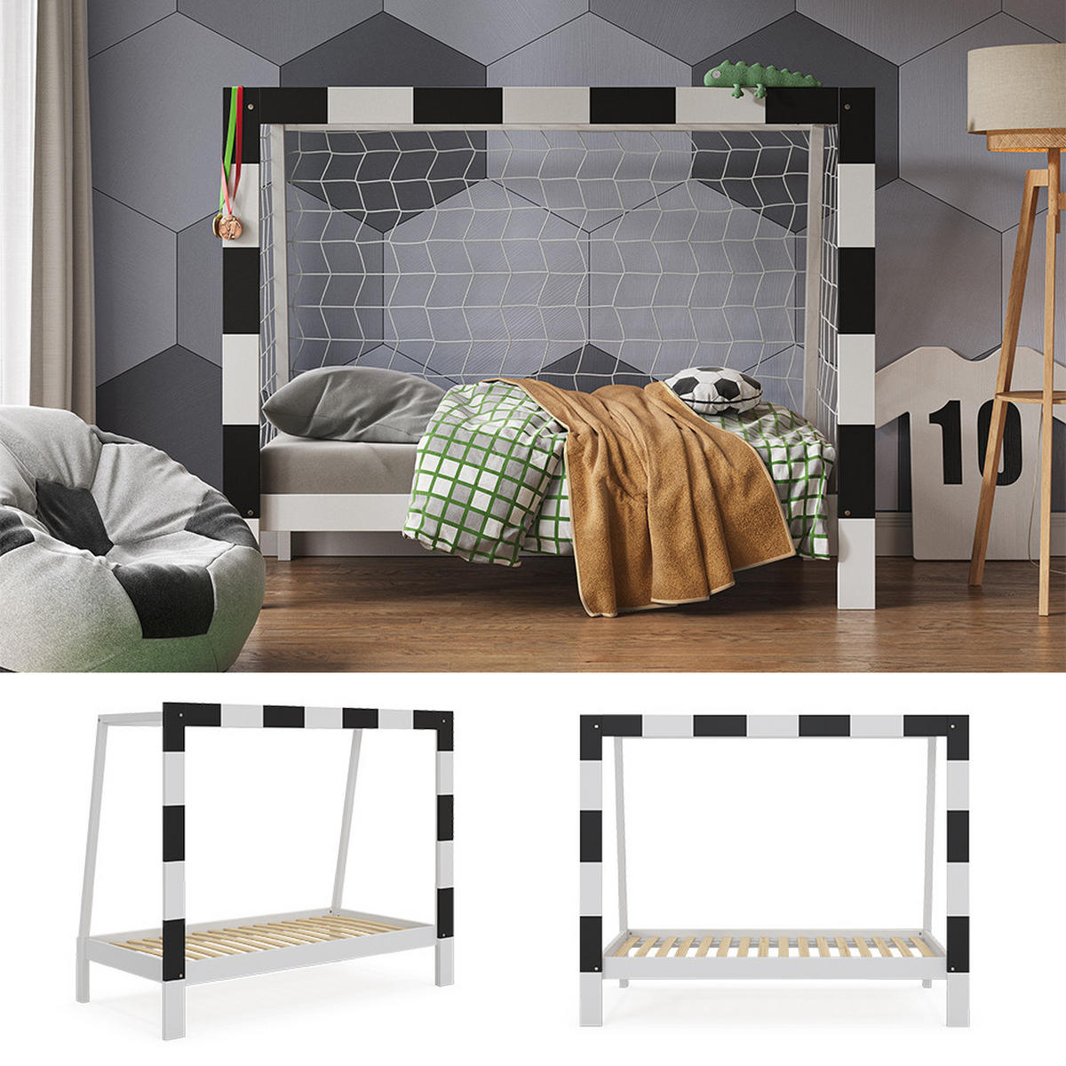 DĚTSKÁ POSTEL Fußballtor Bílá - bílá, dřevo - VitaliSpa