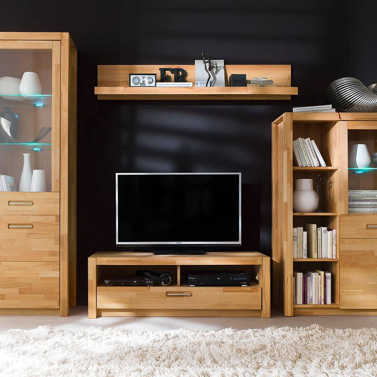 TV-LOWBOARD - Kernbuche massiv - Kernbuche, Holz (125/43/46cm) - home24