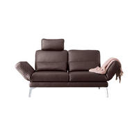 LEDERSOFA HURRICANE Braun Leder - Dunkelbraun/Silberfarben, Leder (170/87/141cm) - KAWOLA