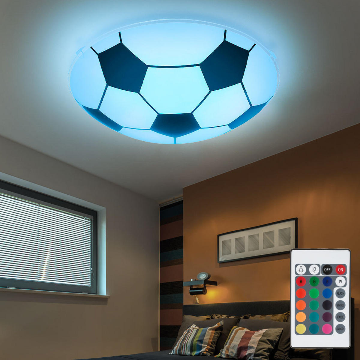 RGB LED KINDERDECKENLEUCHTE Metall Schwarz - Schwarz, Glas (30/30/8cm) - Globo Lighting
