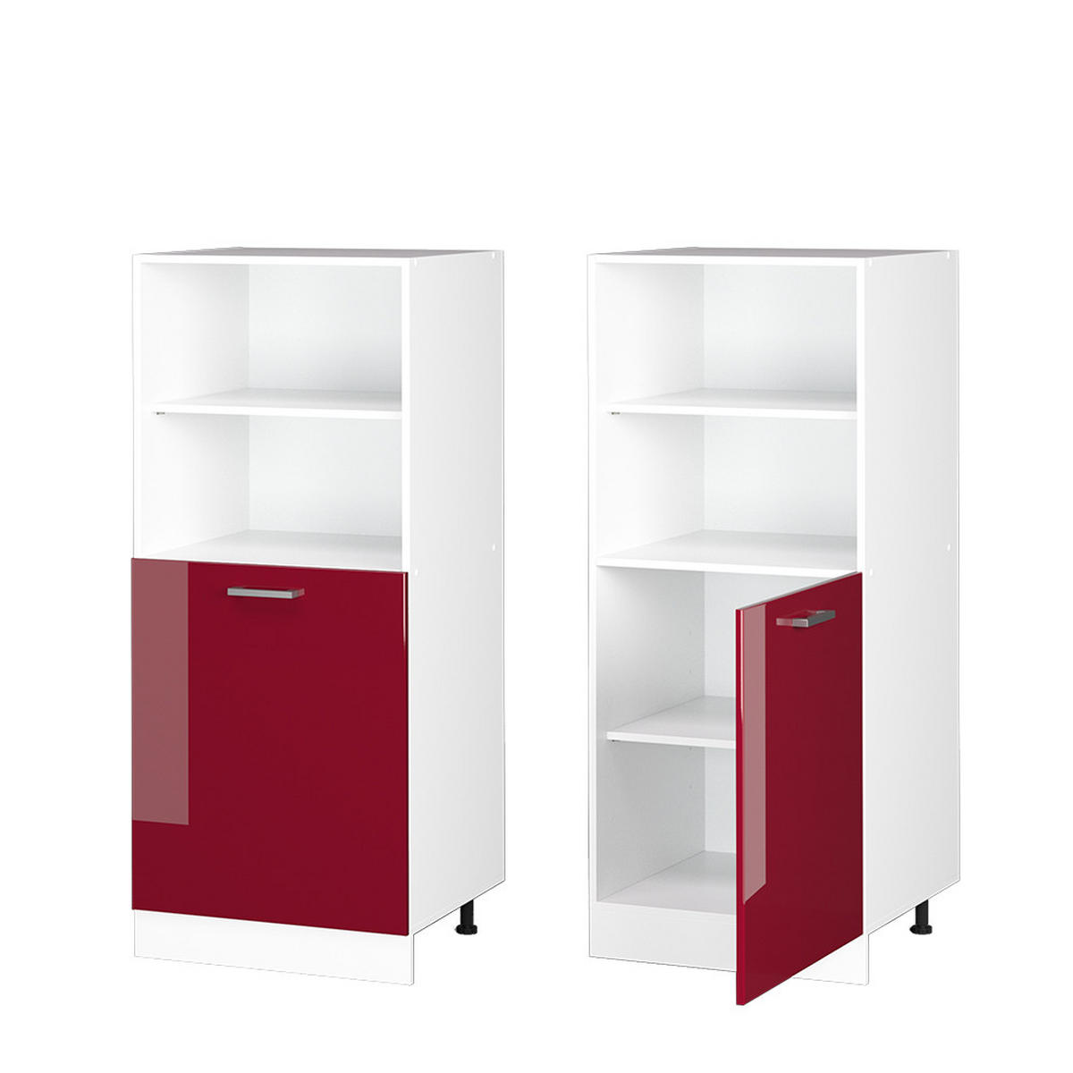 HOCHSCHRANK R-Line Bordeaux Hochglanz 60 cm mit offenen Regalen und Tür - Bordeaux/Weiß, Holzwerkstoff (60/143/57.2cm) - Vicco