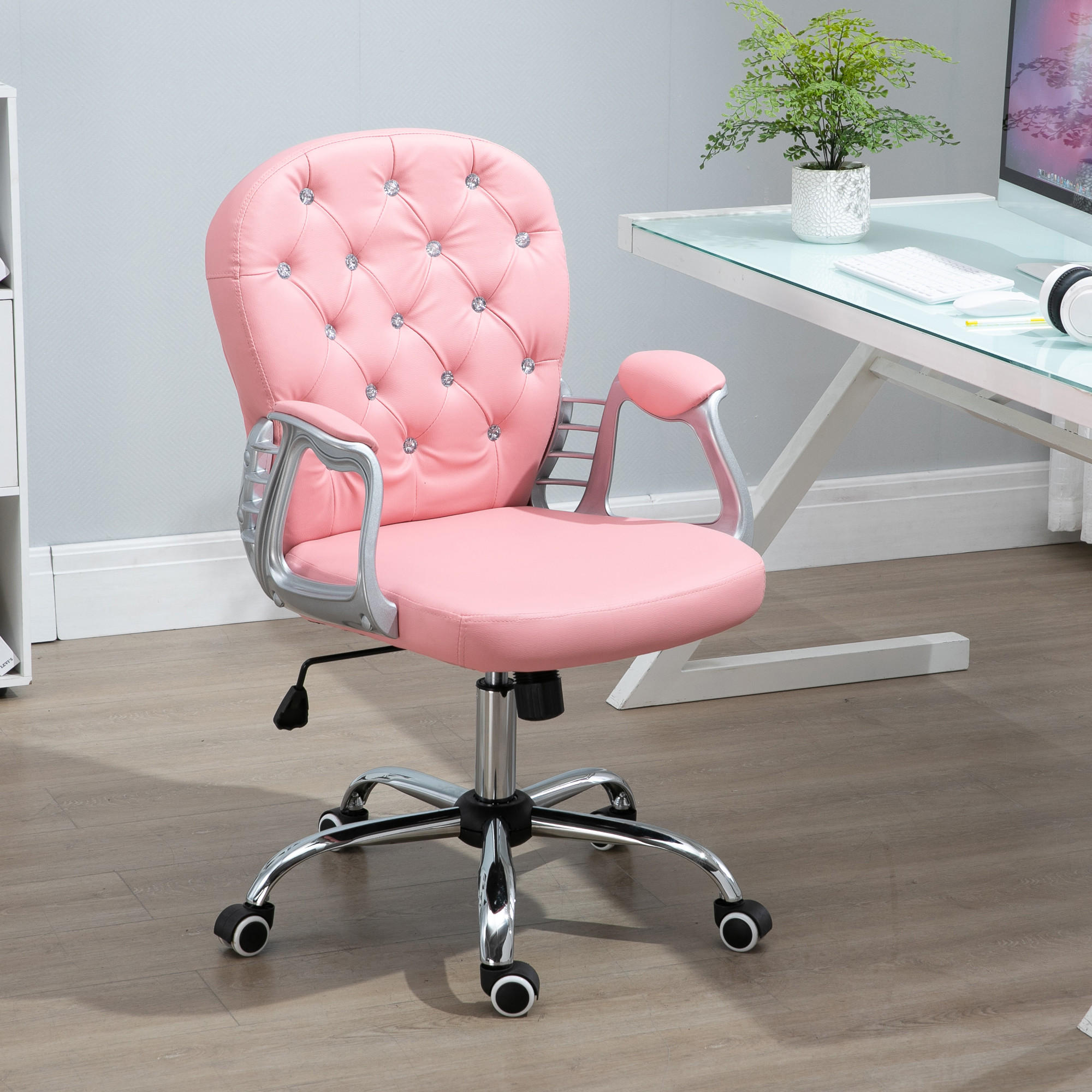 ERGONOMISCHER Bürostuhl, Rosa - Rosa, Kunststoff (60.5/105/59.5cm) - Vinsetto