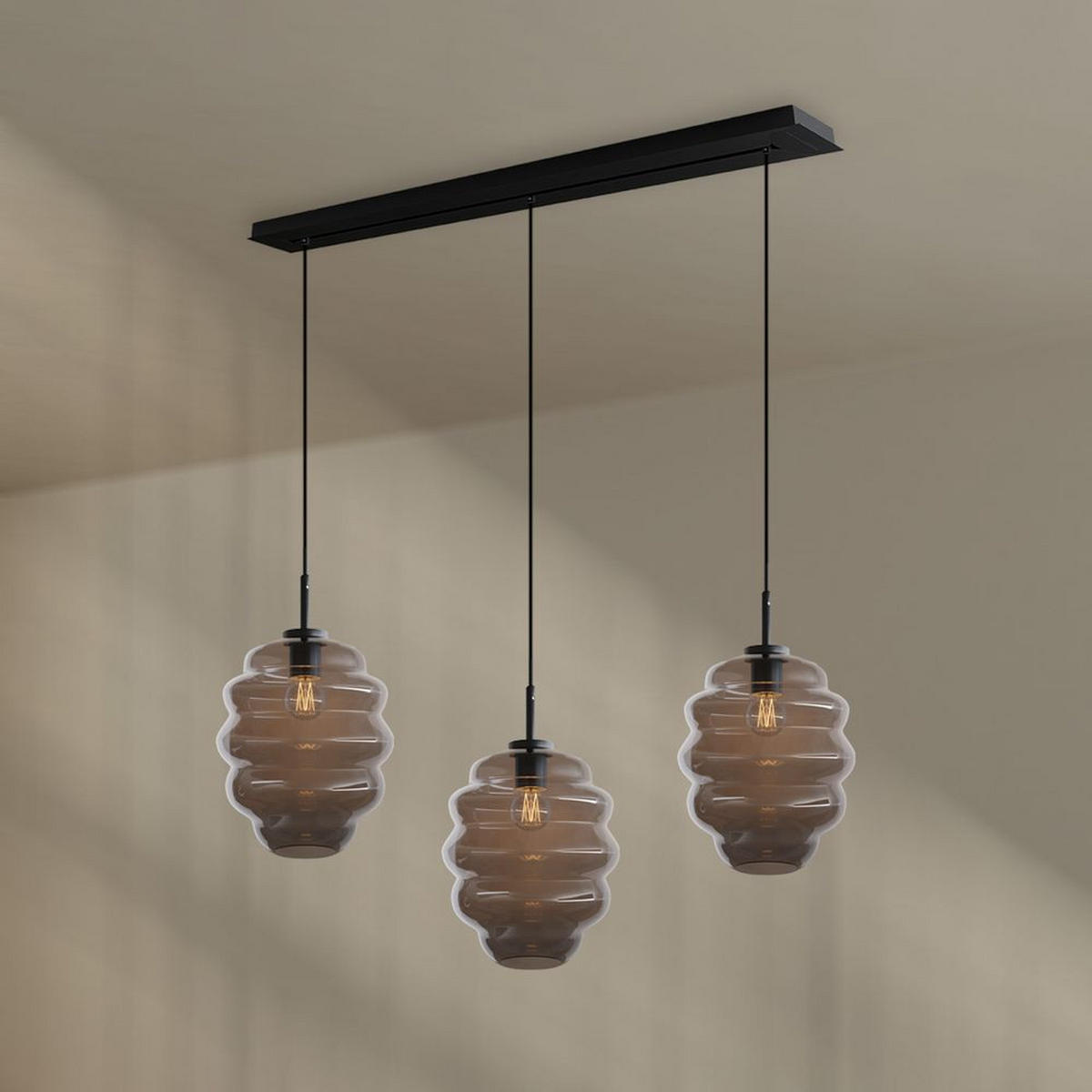 HÄNGELEUCHTE Echos 3-flammig Rauch Ø 25cm - Anthrazit/Schwarz, Glas (25/25/28cm) - s.luce