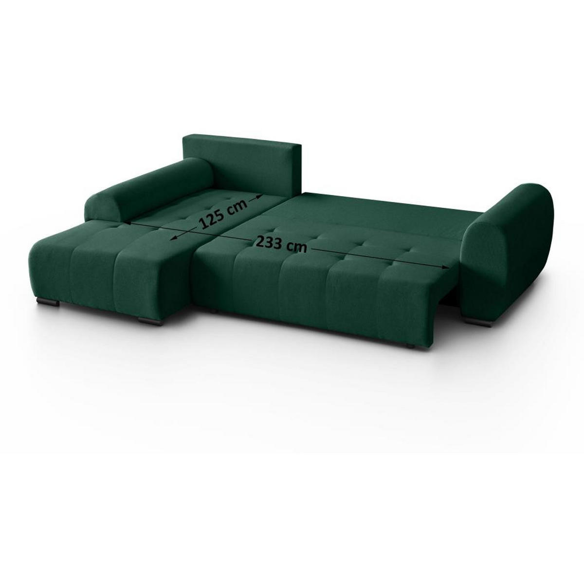 ECKSCHLAFSOFA Diana mt Bettkasten dunkelgrün rechts - Dunkelgrün/Schwarz, Textil (255/175cm) - Beautysofa