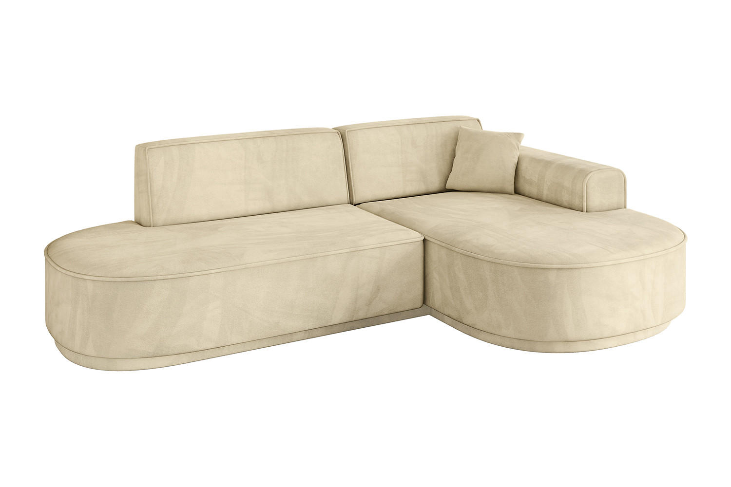 ECKSOFA Ottomane Rechts MARI-L1-v3 - 243x171x83 cm Beige Velours - Beige/Schwarz, Holzwerkstoff/Kunststoff (171/243cm) - ALTDECOR