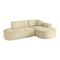 ECKSOFA Ottomane Rechts MARI-L1-v3 - 243x171x83 cm Beige Velours - Beige/Schwarz, Holzwerkstoff/Kunststoff (171/243cm) - ALTDECOR