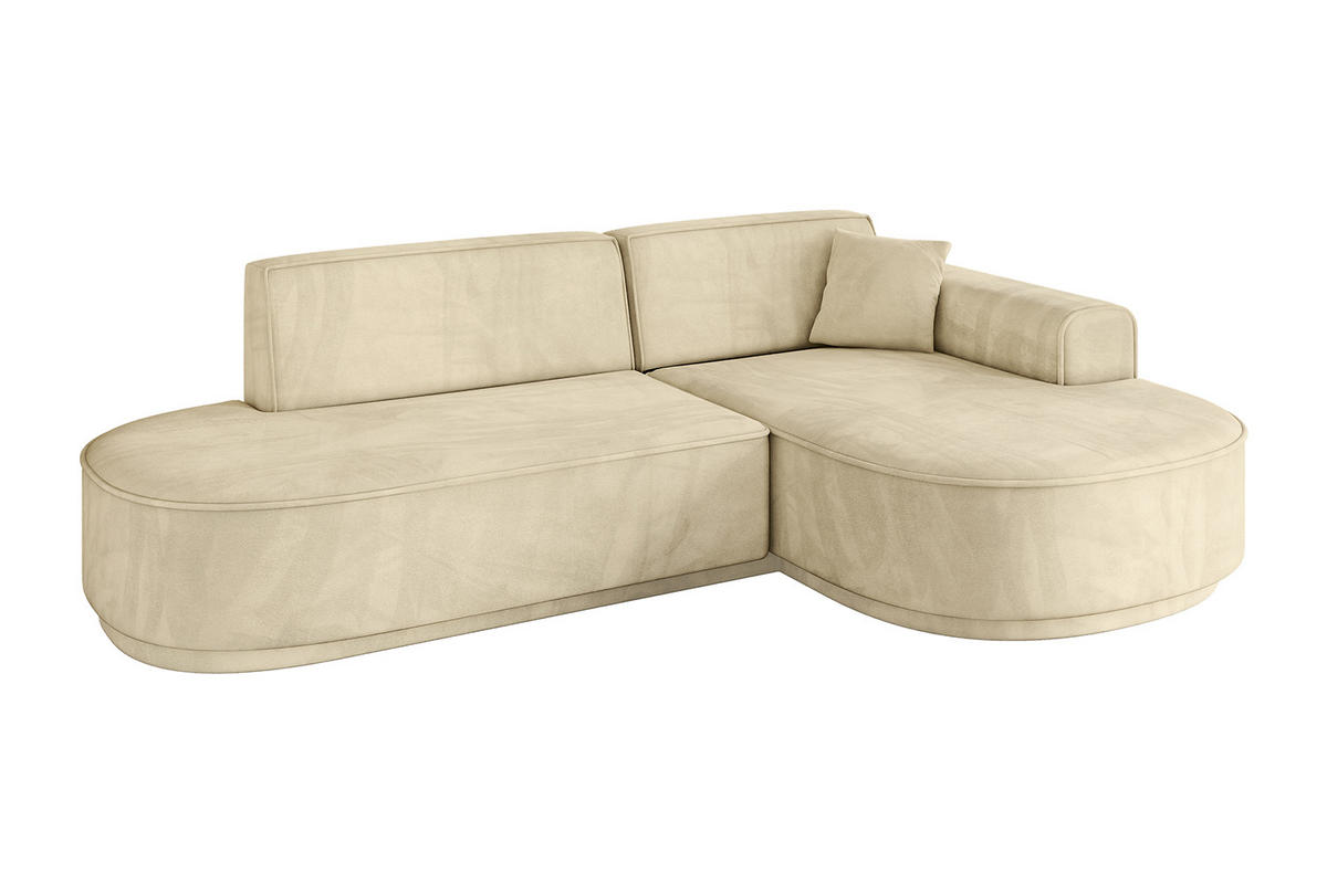 ECKSOFA Ottomane Rechts MARI-L1-v3 - 243x171x83 cm Beige Velours - Beige/Schwarz, Holzwerkstoff/Kunststoff (171/243cm) - ALTDECOR