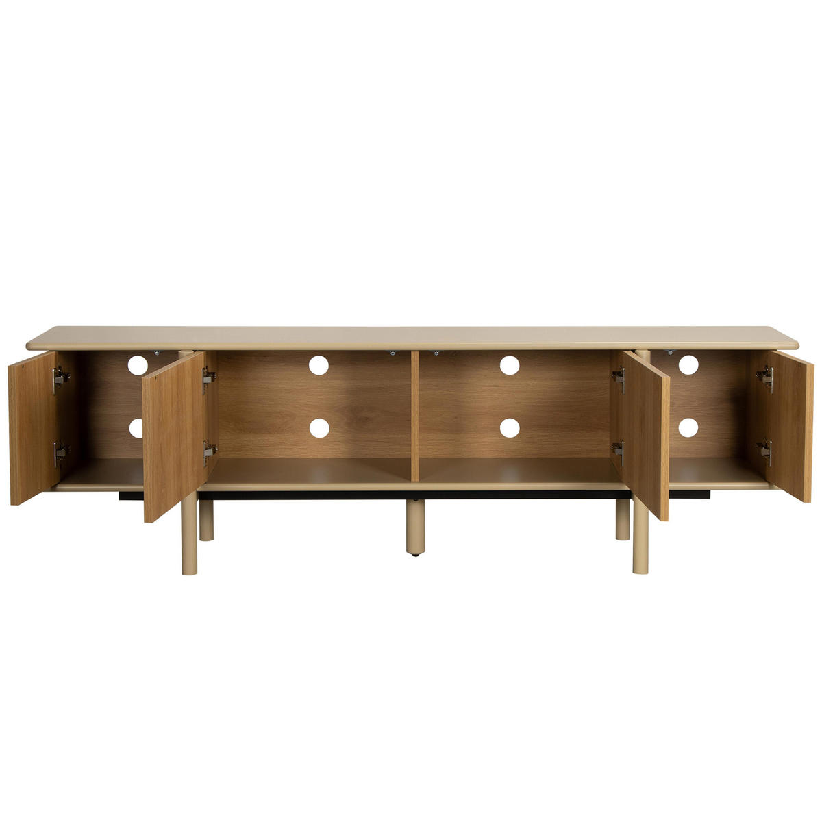 TV-MÖBEL mit 4 Türen, Beige - Beige, Holz (180/55/40cm) - Oviala