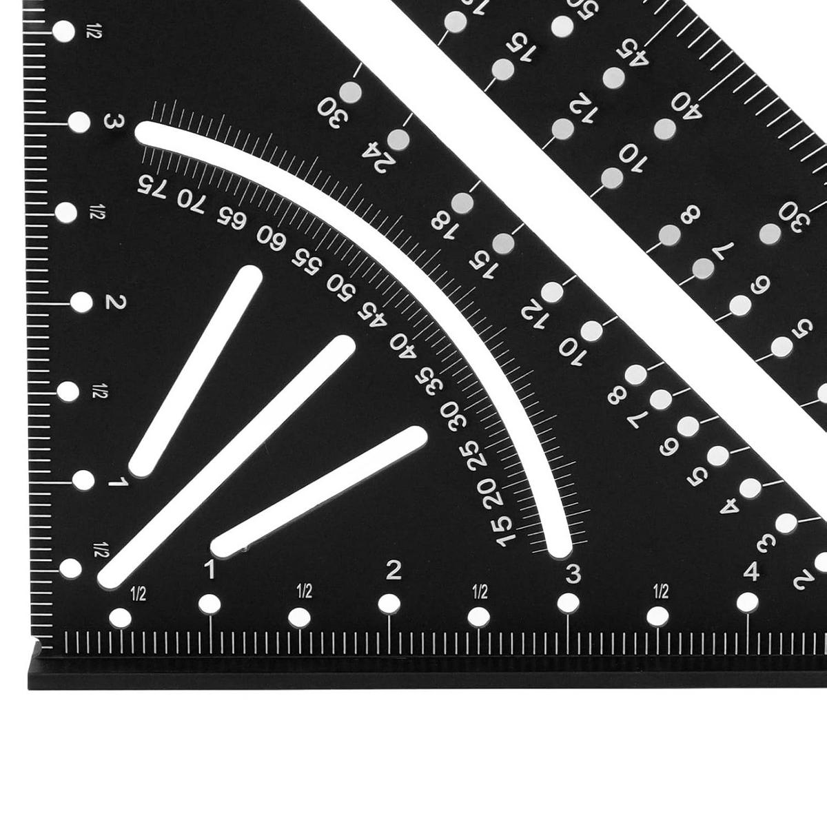 WINKELMESSER - Schwarz - Aus Metalllegierung, mit Winkelmesser, Winkel von 30, 45, 60 und 90 Grad, in imperialen Einheiten. - Schwarz, Metall (18.5/18.5/26cm) - DCA