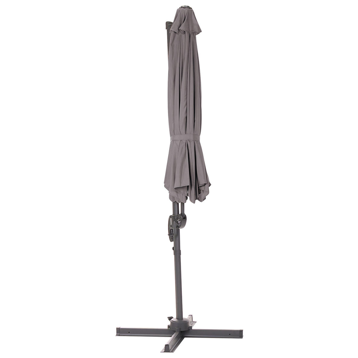 FRIHÄNGANDE PARASOLL mörkgrått 300 cm Savona - Mörkgrå/Svart, Textil (300/300cm) - Beliani