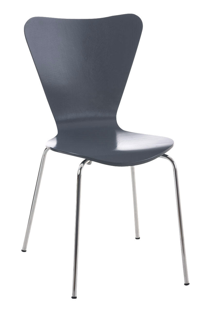 BESUCHERSTUHL Calisso mit Holzsitz und Metallgestell, Farbe: Grau - Chromfarben/Grau, Holz/Metall (42/85/47cm) - TPFLiving