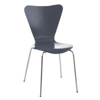 BESUCHERSTUHL Calisso mit Holzsitz und Metallgestell, Farbe: Grau - Chromfarben/Grau, Holz/Metall (42/85/47cm) - TPFLiving