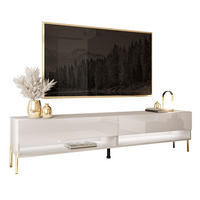 LOWBOARD TV-Schrank CALANTE 180 cm auf geraden goldenen Chrom-Beinen - Beige/Goldfarben, Holzwerkstoff/Metall (180/44/35cm) - Lookway