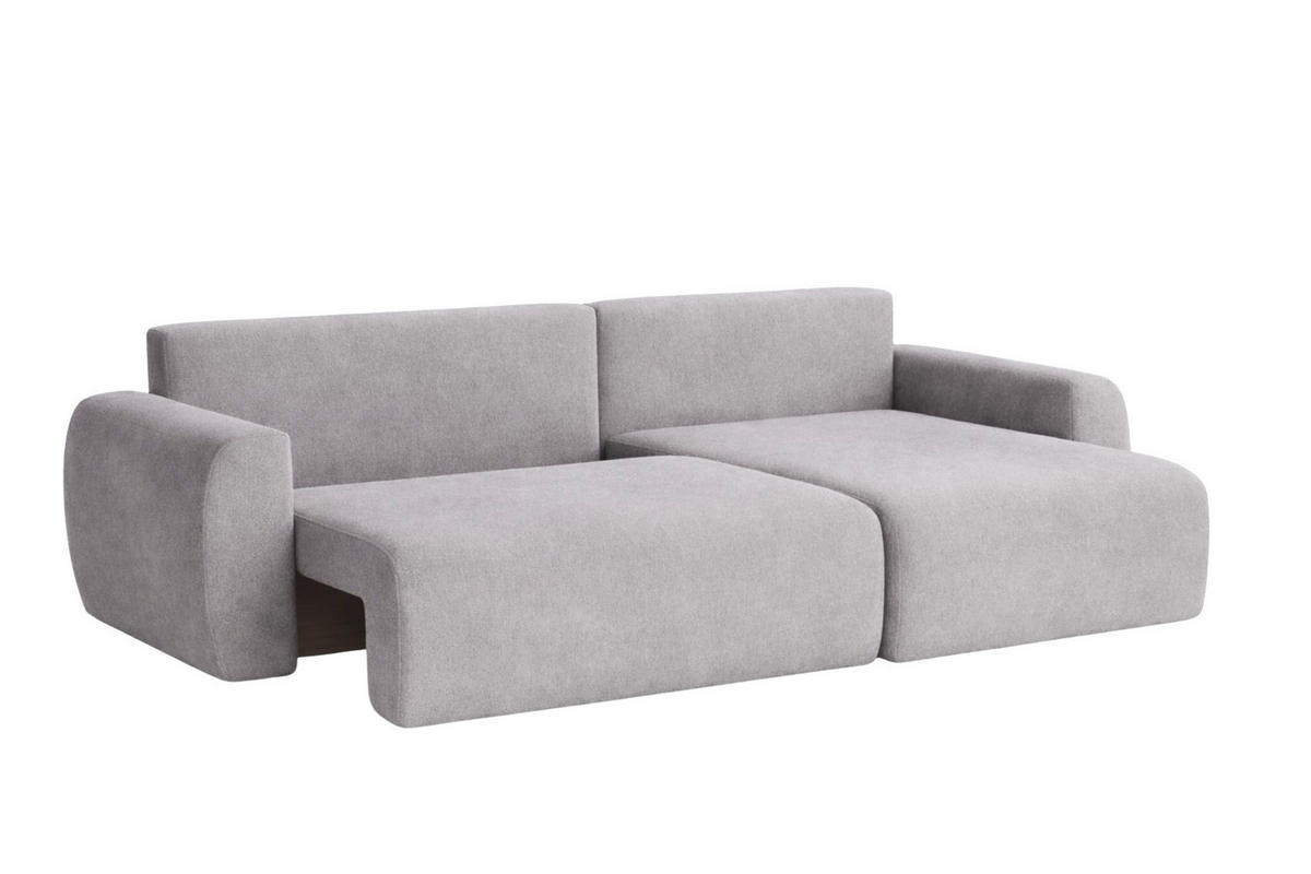 ECKSOFA Mit Schlaffunktion Ariel L, Velours, Stoff Salvador, Grau, Rechts - Grau, Holz (250/142cm) - Kaiser Möbel