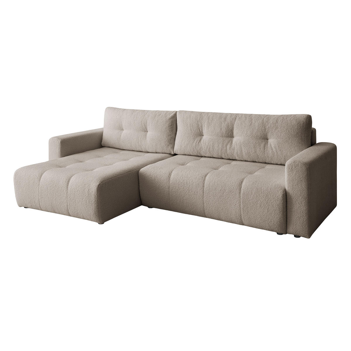 ECKSOFA WALONGO mit Schlaffunktion, Beige - Beige, Textil (261/143cm) - Fedve