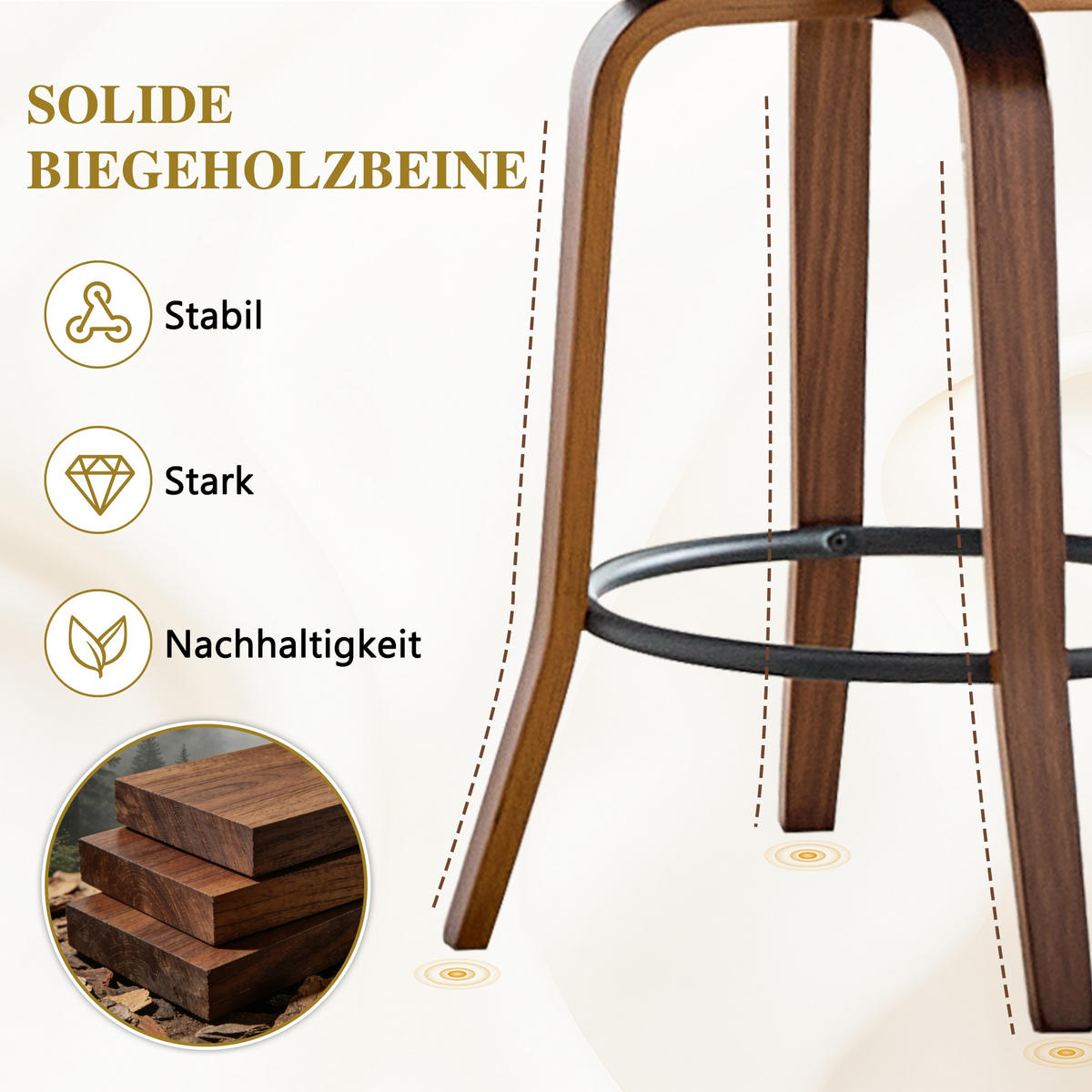 BARHOCKER Weiß 2er-Set mit Rückenlehne und Holzgestell - Weiß, Holz (51/95/42cm) - PANGIVO