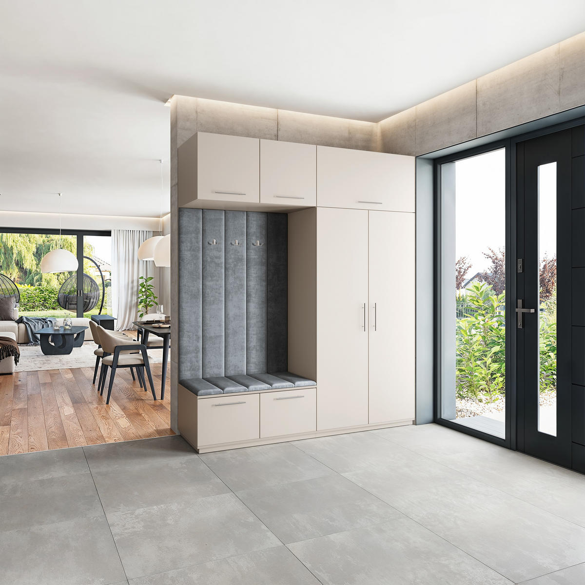 GARDEROBENSCHRANK REMA 200/240/60 cm Modern Garderobe-Set Kaschmir - Kaschmir/Grau, Holzwerkstoff (200/240/60cm) - MASSENO