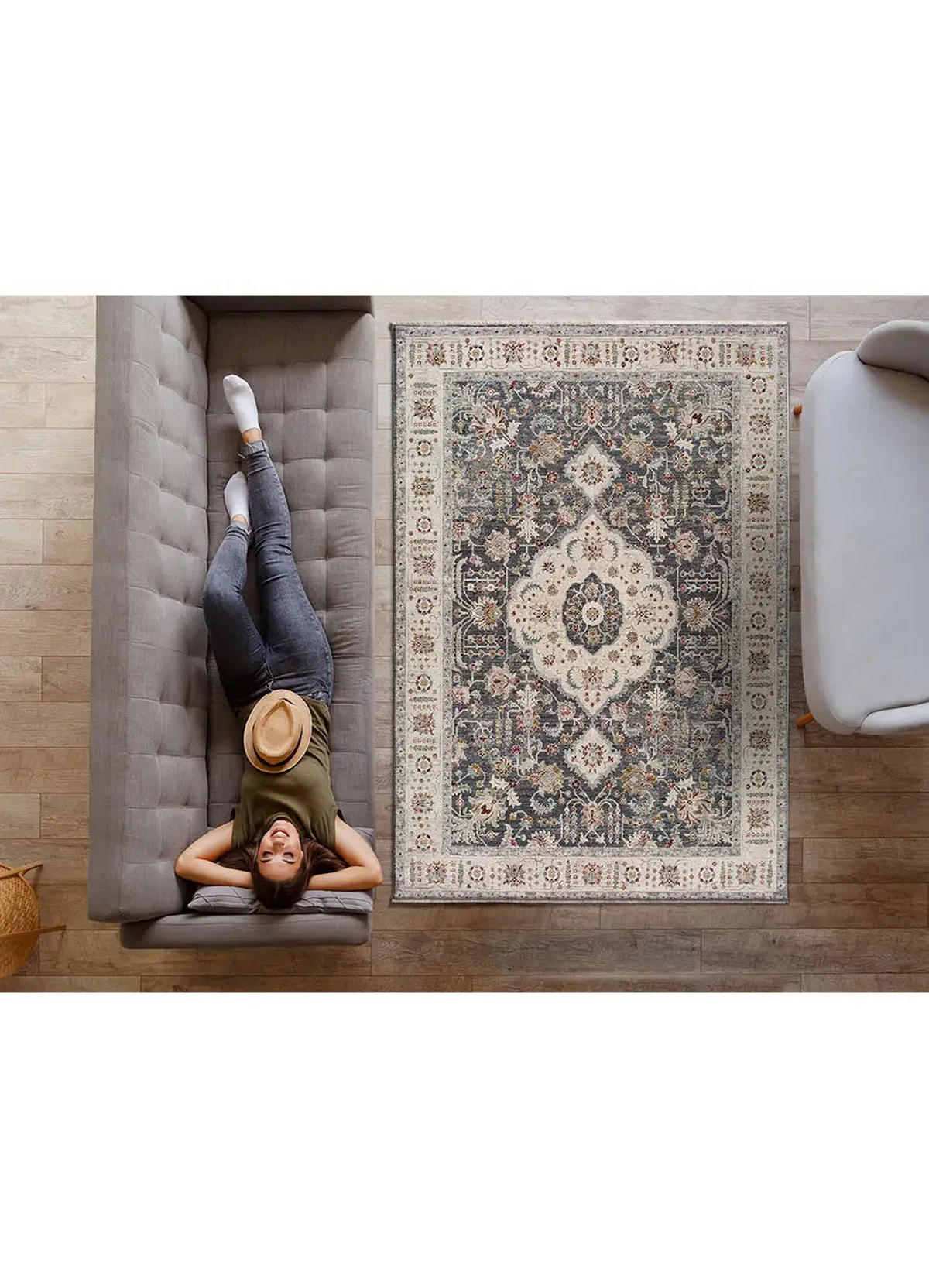 VINTAGE-TEPPICH Grau Keshan 120/170 cm - Grau, Naturmaterialien/Textil (120/170cm) - Atticgo