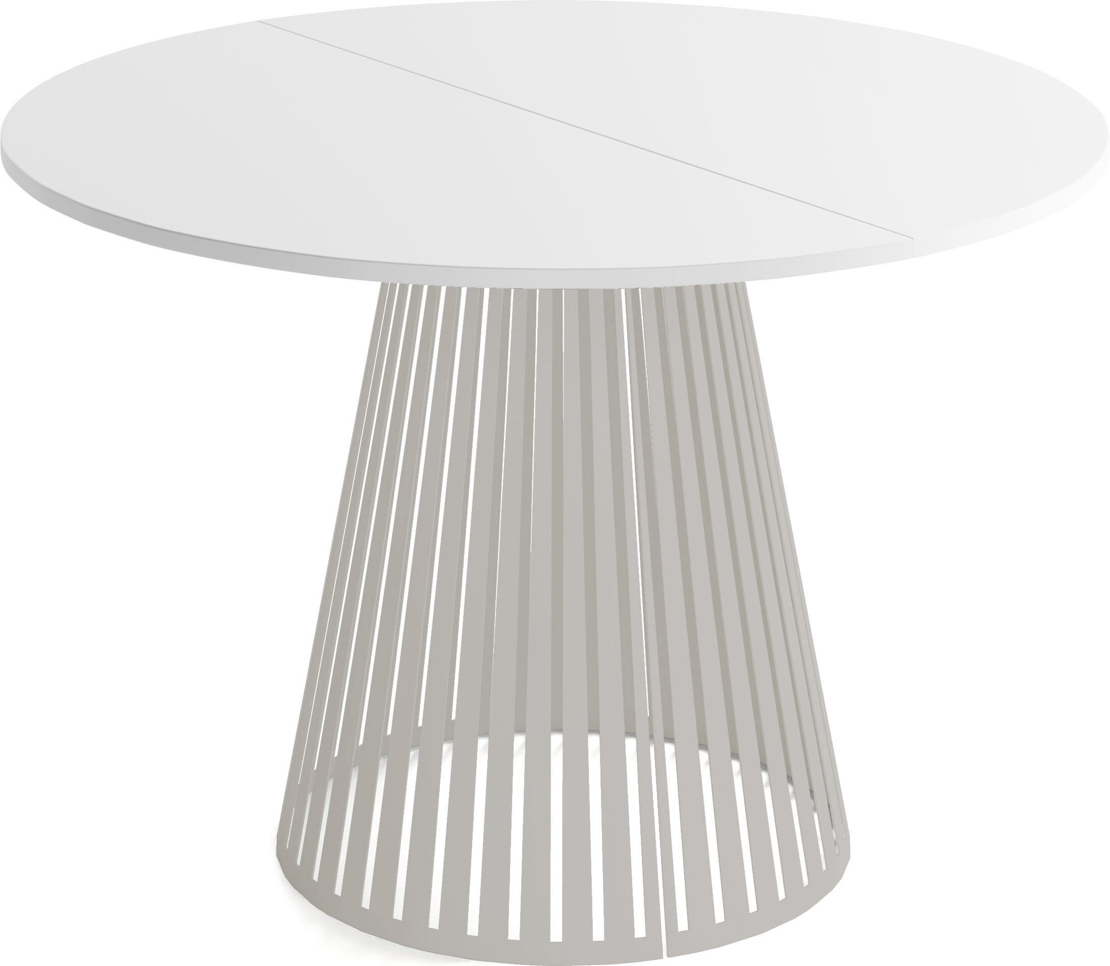 ESSTISCH Naro rund ausziehbar mit Lamellen-Metallgestell in Grau-Beige, Weiß 120-200/120/76 cm - Kaschmir/Weiß, Holzwerkstoff/Metall (120/120/76cm) - WFL GROUP