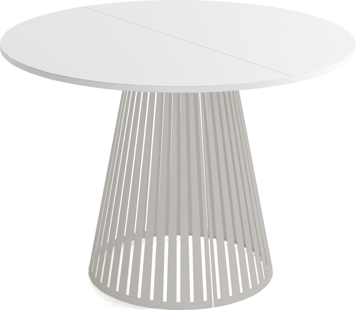 ESSTISCH Naro rund ausziehbar mit Lamellen-Metallgestell in Grau-Beige, Weiß 120-200/120/76 cm - Kaschmir/Weiß, Holzwerkstoff/Metall (120/120/76cm) - WFL GROUP