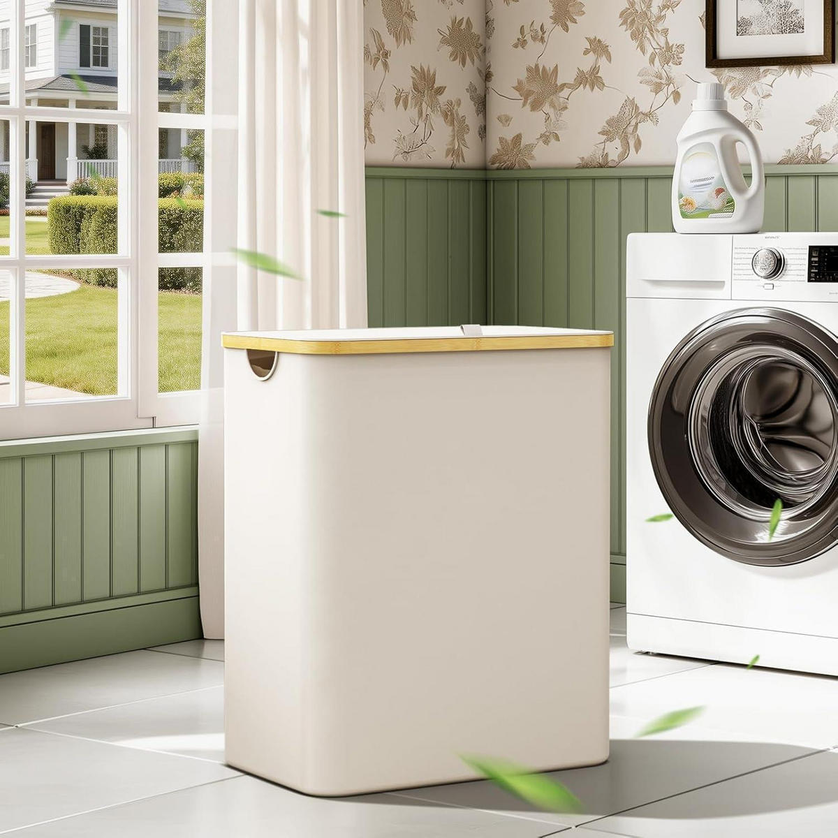 WÄSCHEKORB 160L 3 Fächer Beige - Beige, Textil (37/74/57cm)