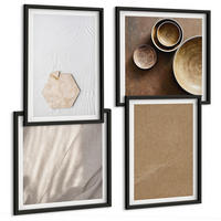 BILDER SET 4er Set - 50x50 cm & 40x60 cm Schwarzer Rahmen - Minimalistische warme Texturen - Schwarz, Kunststoff (50/50cm) - TULUP