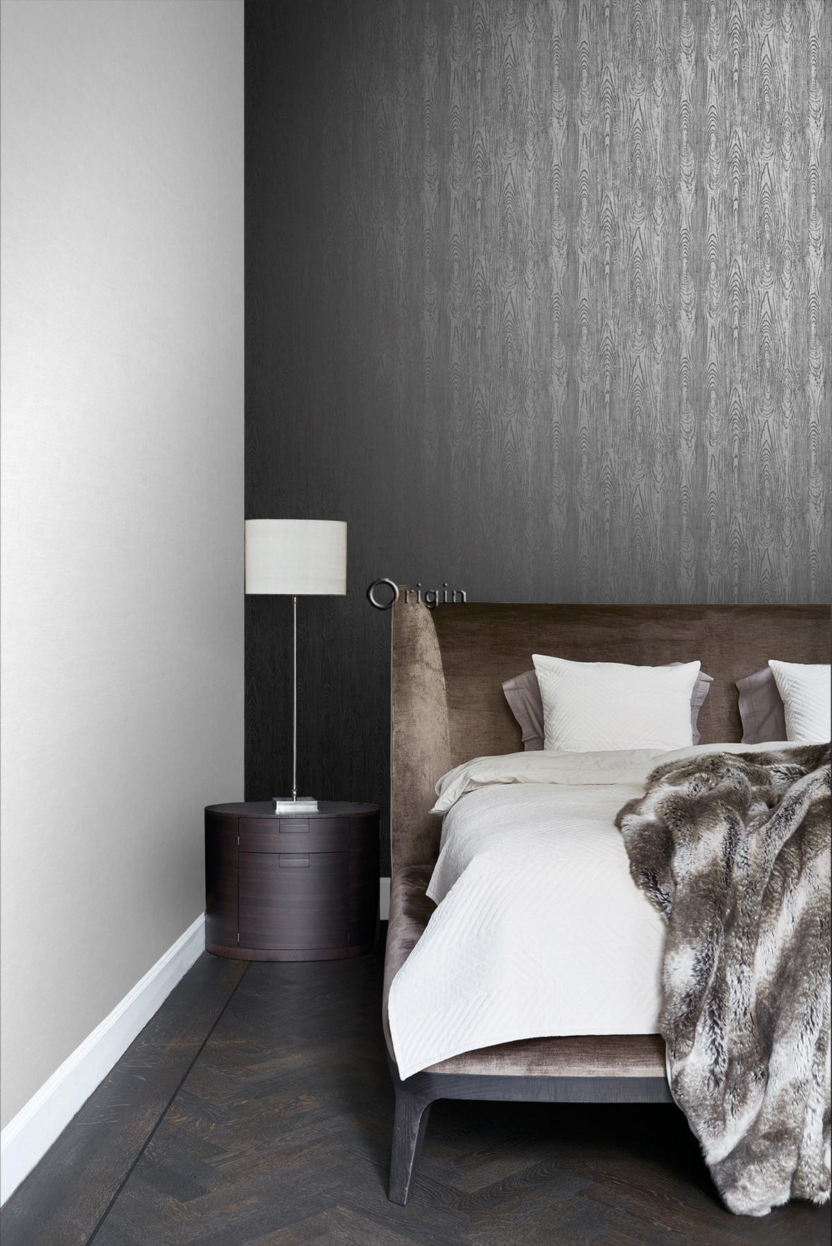 TAPETE Holz-Optik 53 cm x 10.05 m - Schwarz, Papier (53/1000cm) - Origin Wallcoverings