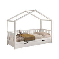 HAUSBETT Kapua 90x200 mit Bettschublade Kiefer Massivholz Weiß - Weiß, Holz (90/200cm) - 58aufmkessel