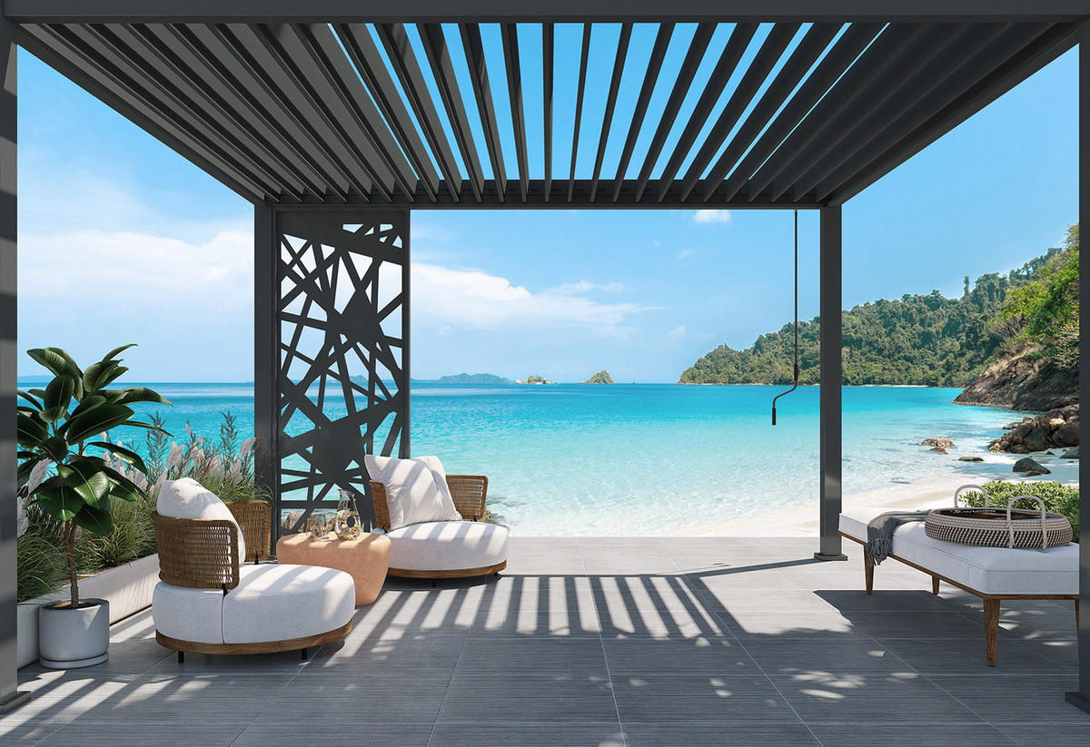 SEITENWAND für Pergola aus Aluminium 123cm Grau - Anthrazit, Metall (123/234/6cm) - WEIDE