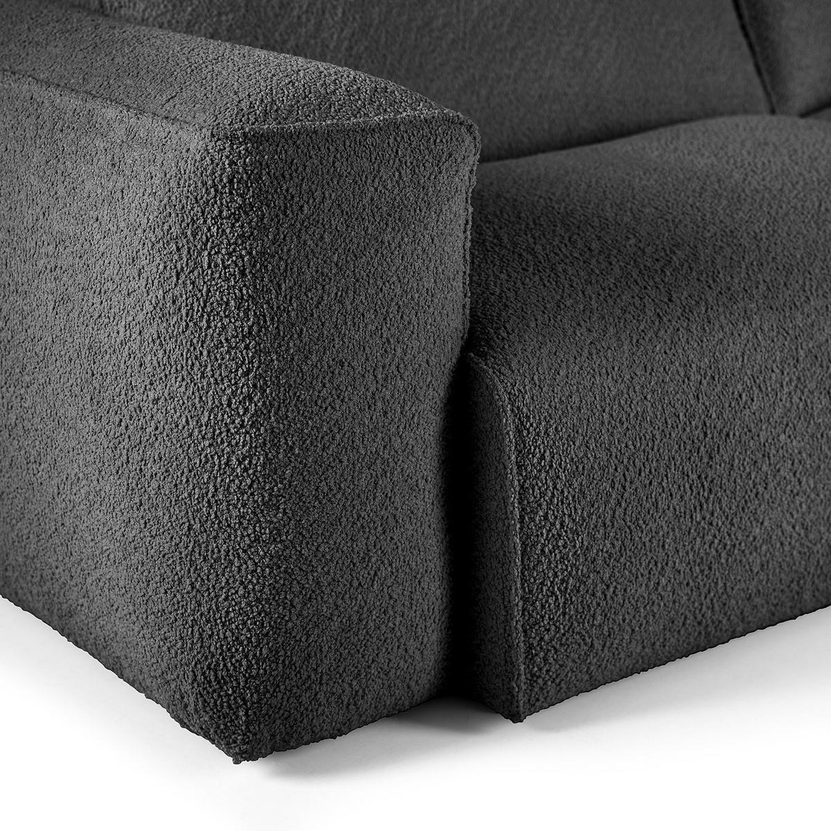 ECKSOFA mit XL-Longchair - Anthrazit/Schwarz, Kunststoff/Textil (260/171cm) - home24