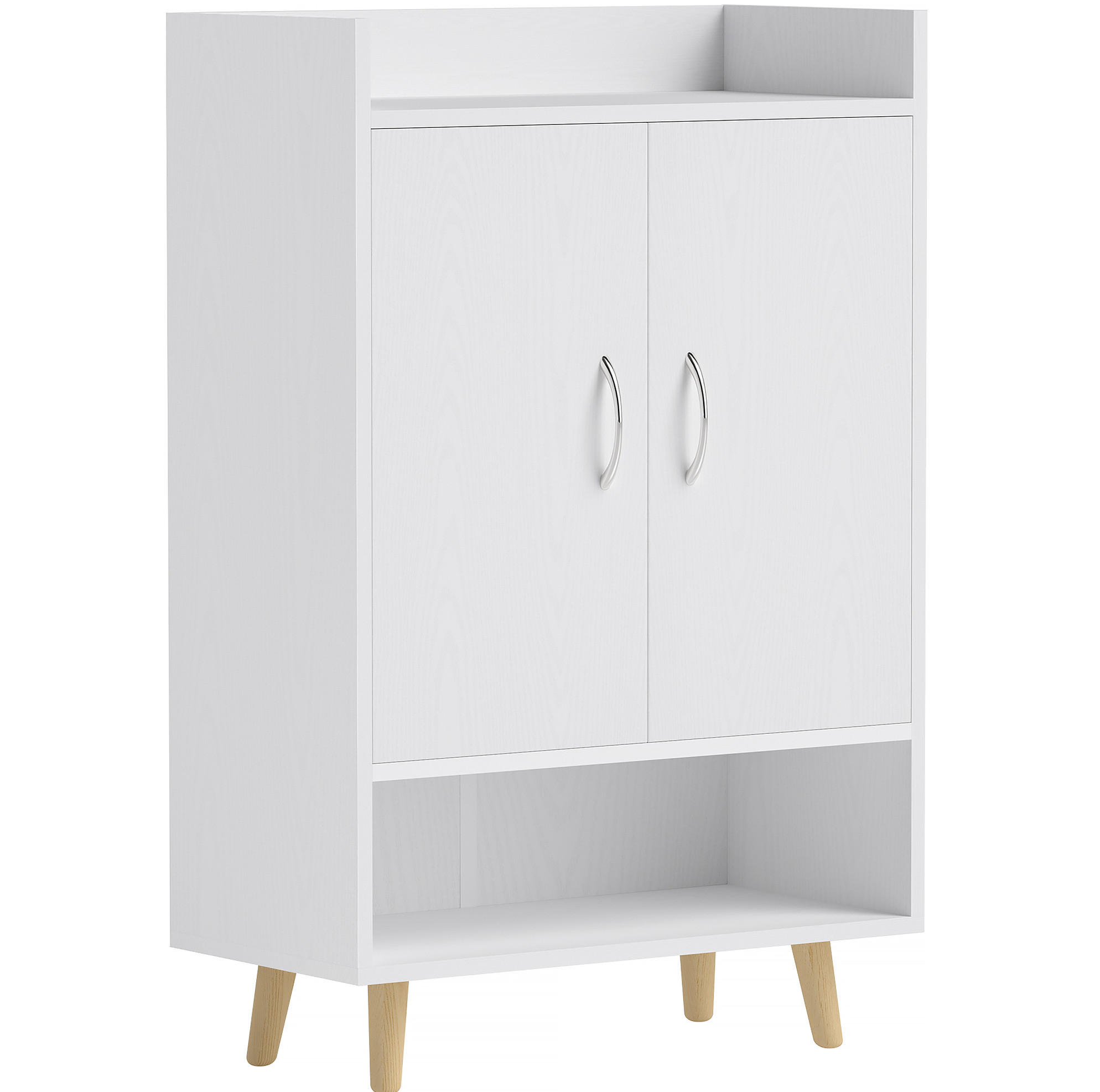 SCHUHSCHRANK 60/30/92 cm Weiß aus Holz mit Türen und 3 Einlegeböden - Weiß, Holzwerkstoff (60/92/30cm) - OKWISH