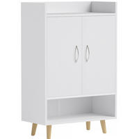 SCHUHSCHRANK 60/30/92 cm Weiß aus Holz mit Türen und 3 Einlegeböden - Weiß, Holzwerkstoff (60/92/30cm) - OKWISH