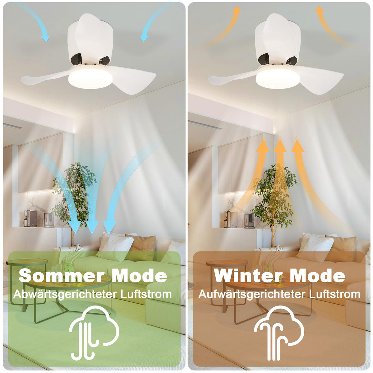 DECKENVENTILATOR Pyndar 70/70/25 cm - Weiß, Metall (70/70/25cm) - ZMH