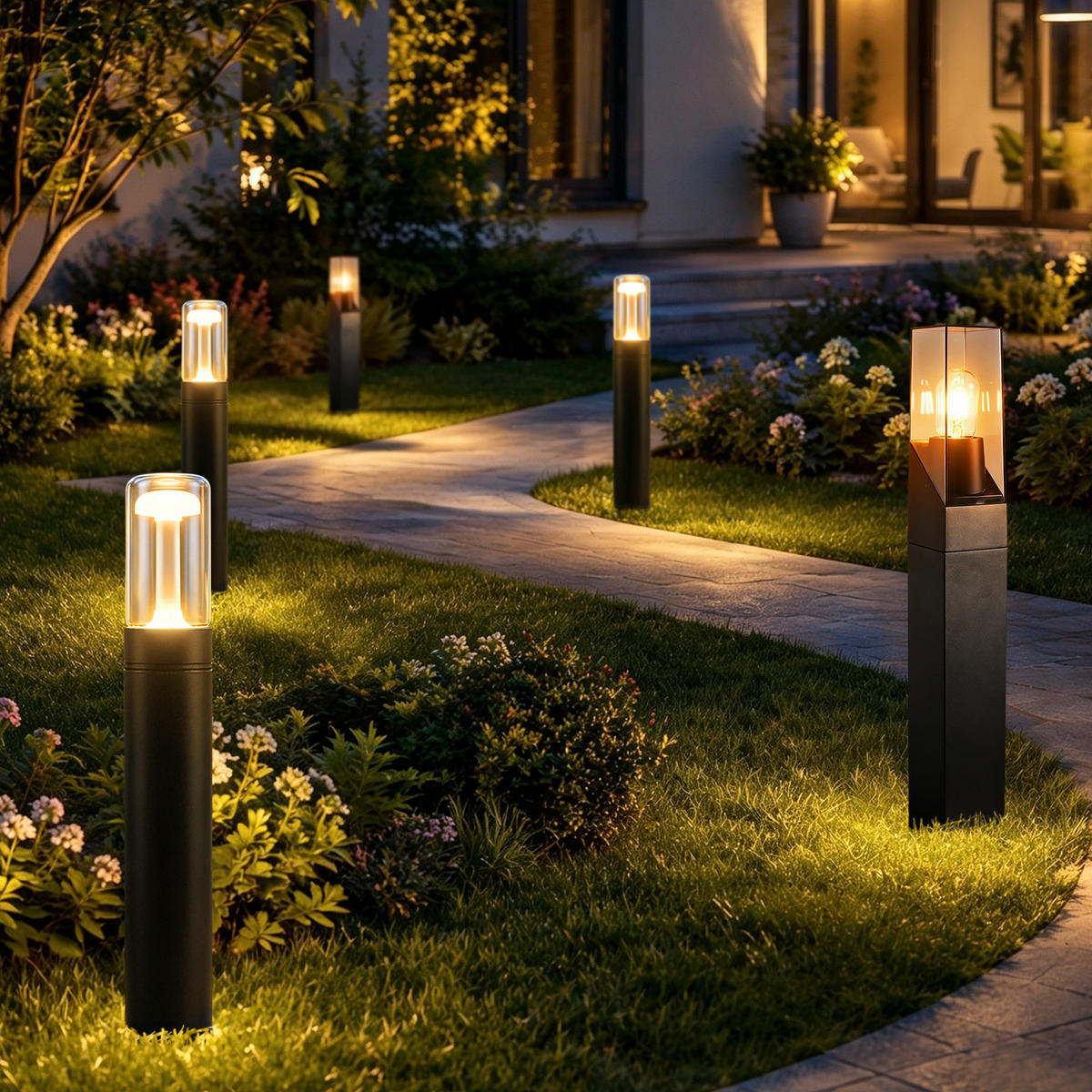 LED WEGELEUCHTE Frelis 11.8/6.5/40 cm - Schwarz, Glas/Metall (11.8/6.5/40cm) - ZMH