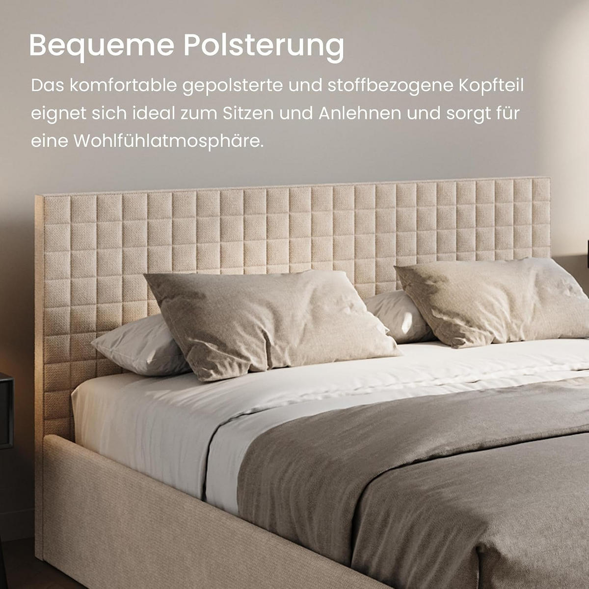 POLSTERBETT VARDO-Stoff 160x200 cm in Beige - Beige, Textil (160/200cm) - Home Collective